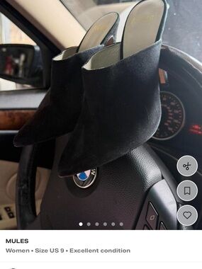 Plomo Black Suede Pointed Mules Size 9/9.5 (40)